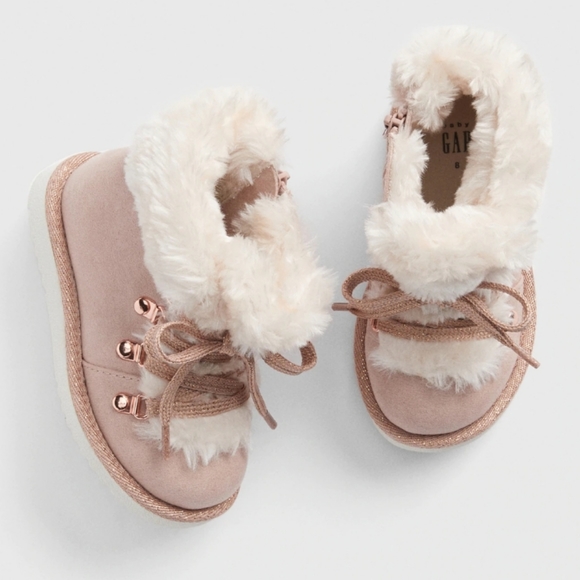 GAP Other - Baby Gap Faux Fur Lace-Up Booties